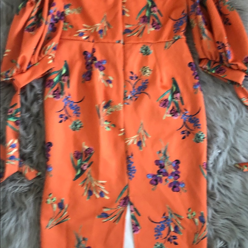 Orange floral midi dress, UK16 =US14
